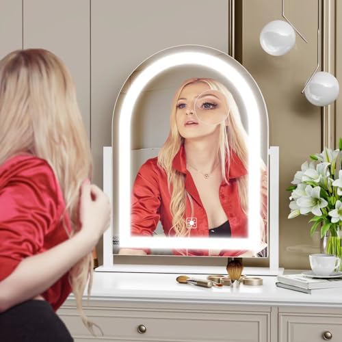 Gvnkvn Lighted Makeup Mirror with 360 Rotation and 10X Magnification