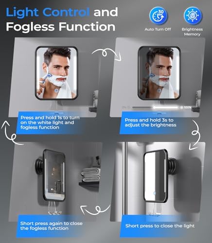 Gospire Heated Fogless Mirror with Light and Battery