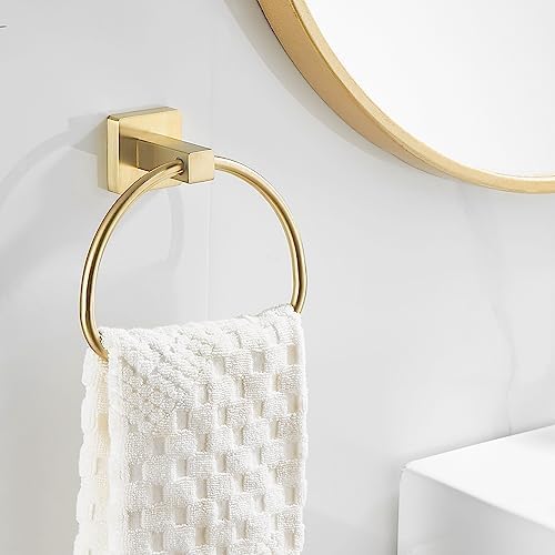 Leyden Brushed Gold Towel Ring