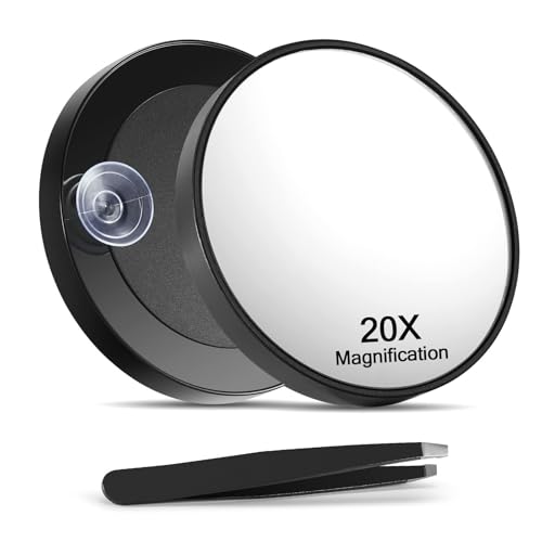 20X Magnifying Mirror with Suction Cups 35in Black