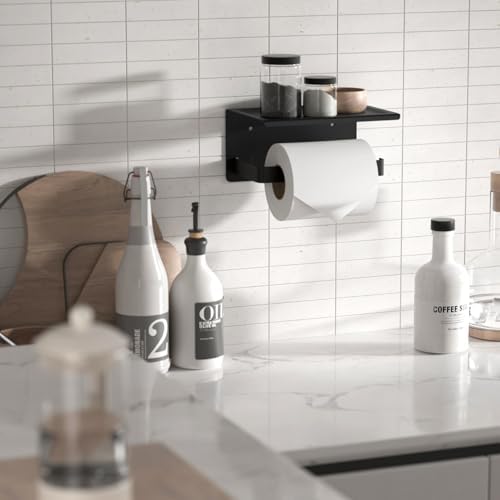 HITSLAM Wall-Mount Toilet Paper Holder with Phone Shelf Rust-Resistant