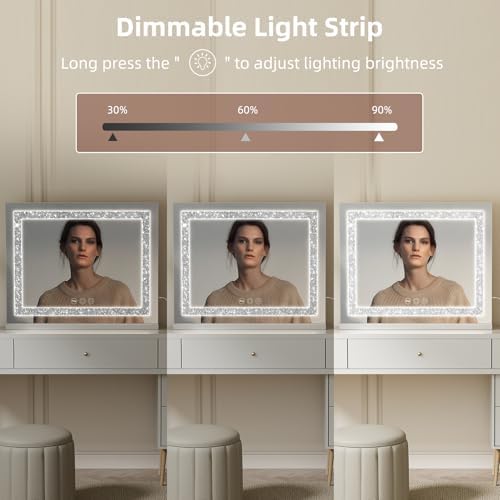 Fenair Crystal Light Vanity Mirror with 3 Light Modes Smart Charging