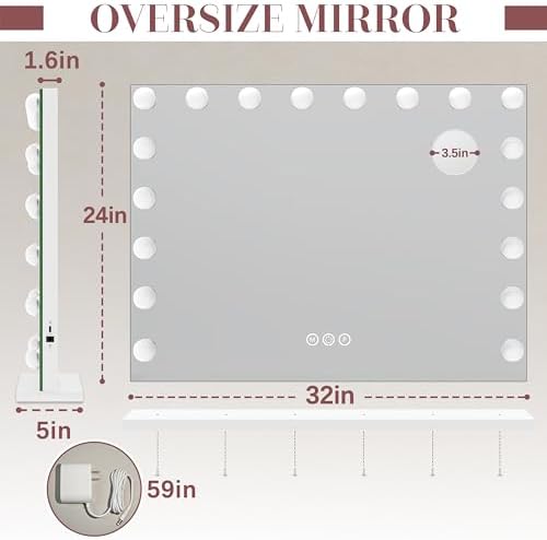 32x24 inch Hollywood Vanity Mirror with Light