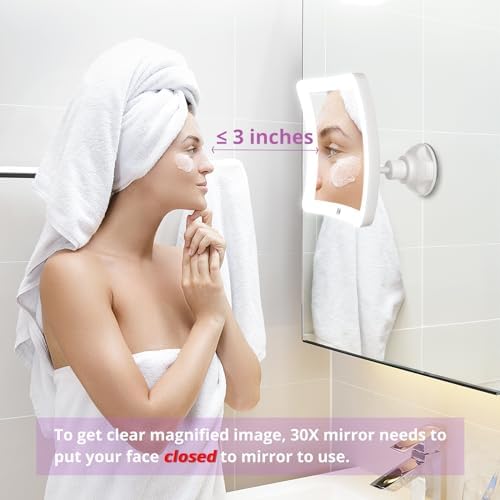 30X Magnifying Mirror with Lights for Bathroom