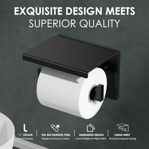 High-Quality Stainless Steel Toilet Roll Holder Matte Black