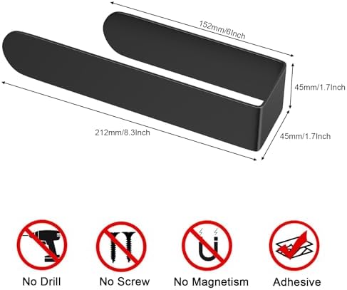 HUFEEOH Hand Towel Holder Black Stainless Steel Adhesive Bathroom Towel Bar