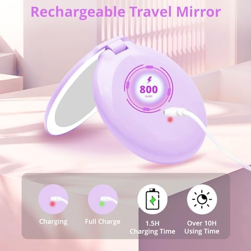 Travel Compact Magnifying Mirror with Lights