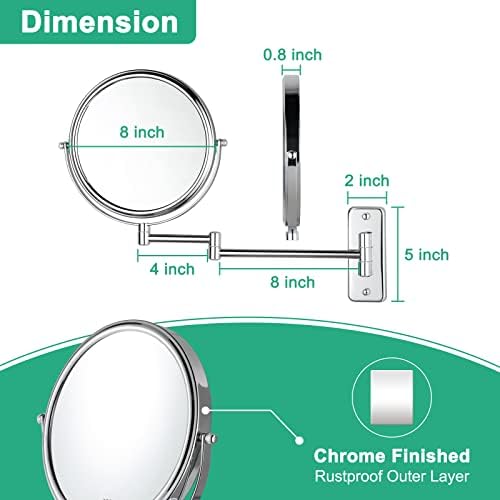 Adjustable Wall-Mounted Makeup Mirror with 10X Magnification