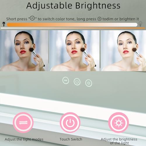 32 x 22 Large Vanity Mirror with Lights White