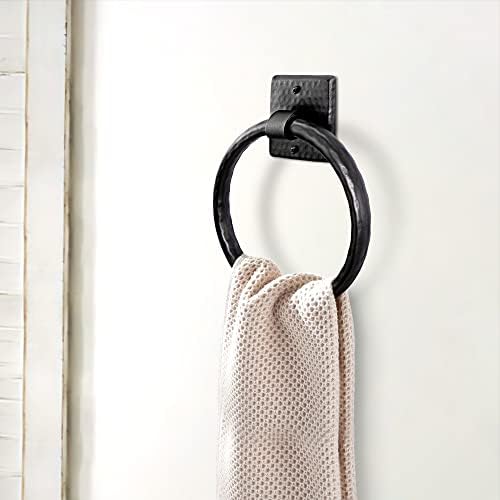 Monarch Abode Handmade Rustic 7 Wall-Mounted Towel Ring for Bathroom Kitchen