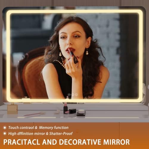 Hasipu 32 x 22 Round LED Makeup Mirror with Touch Light Control
