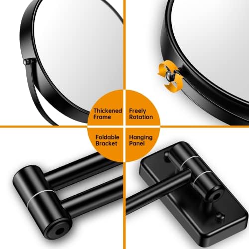 Anfauny 9-Inch Wall-Mounted Makeup Mirror with Extendable Arm 10X Magnification