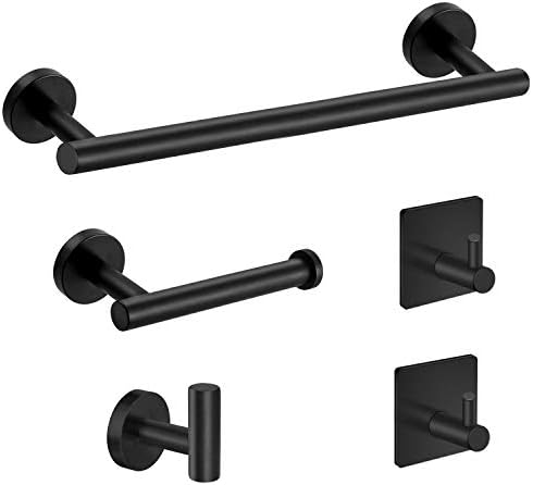 Tudoccy 5-Piece Matte Black Bathroom Hardware Set