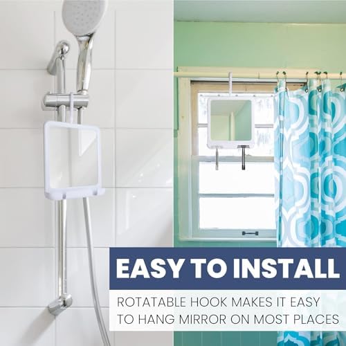 Fog-Free Shower Mirror with Hook