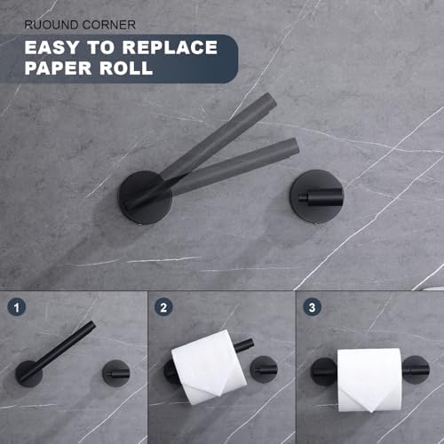 Sturdy Black Toilet Paper Holder for Improved Space Utilization