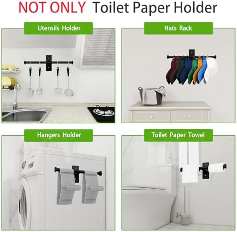 Double Roll Toilet Paper Holder Black Stainless Steel