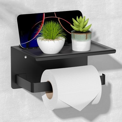 HITSLAM Wall-Mount Toilet Paper Holder with Phone Shelf Rust-Resistant