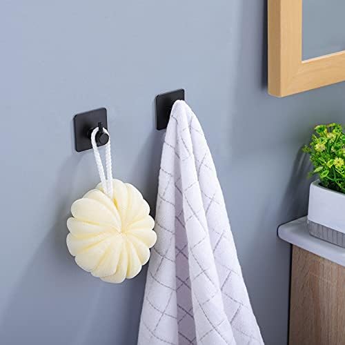 Taozun Towel Bar with Adhesive Hooks 16-Inch Black