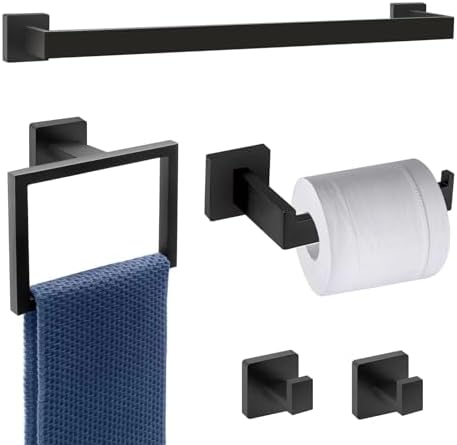 5-Piece Black Towel Bar Set