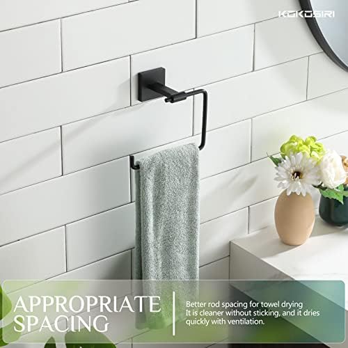 Kokosiri Bath Towel Ring Wall Mounted Stainless Steel Matte Black B3007BK