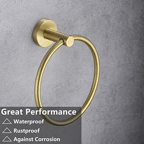 Sturdy Gold Toilet Paper Holder Towel Ring Set Stainless Steel Bathroom Accessory