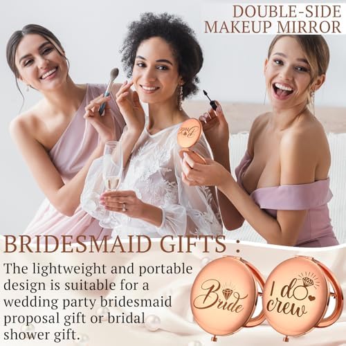 Belle Bridesmaid Set - Rose Gold Compact Mirrors for Weddings