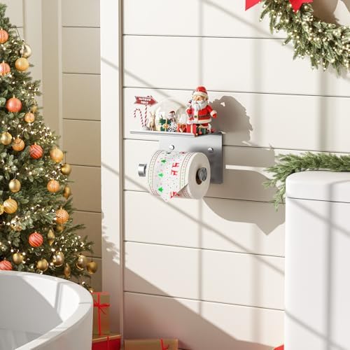 Tindbea Stainless Steel Toilet Paper Holder with Phone Shelf
