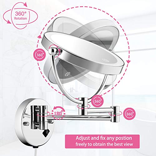 Wall-Mounted Makeup Mirror with LED Light