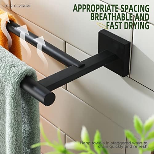 KOKOSIRI 2-Piece Matte Black Towel Bars 32 Inch
