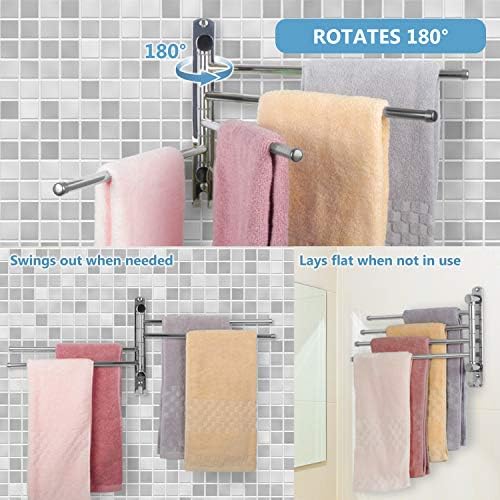 JSVER Rust-Resistant Space-Saving 4-Arm Towel Rack