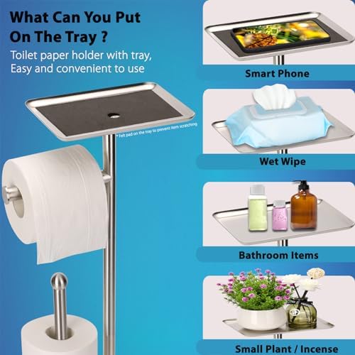 Sturdy Functional Toilet Paper Holder with Shelf tray for Easy Storage