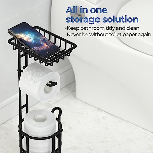 TreeLen Freestanding Toilet Paper Holder Multi-Storage Solution