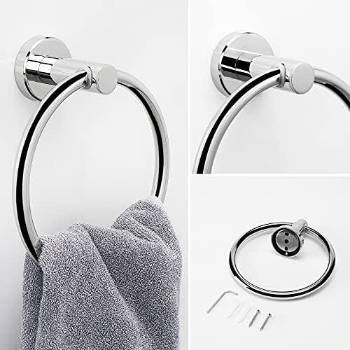 NearMoon 2-Piece Stainless Steel Bath Towel Ring Holder Chrome Finish