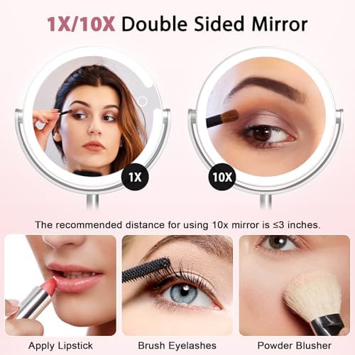 10x Magnifying Mirror with Rechargeable Light