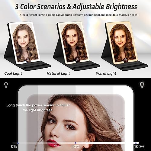 Travel Makeup Mirror with 10X 20X Magnifying PU Leather Case
