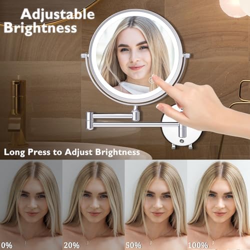 Wall Mounted Makeup Mirror Rechargeable LED 15x 360