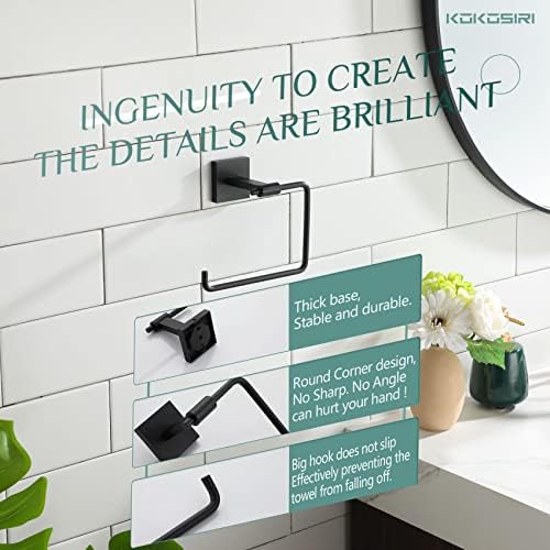 Kokosiri Bath Towel Ring Wall Mounted Stainless Steel Matte Black B3007BK
