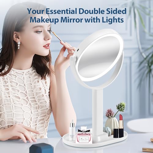 MIYADIVA 20X Double-Sided Magnifying Mirror with LED Lights
