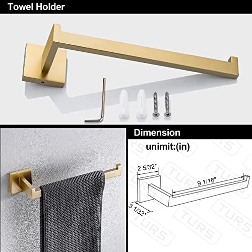 TURS 5-Piece Stainless Steel Gold-Tinted Towel Bar Set