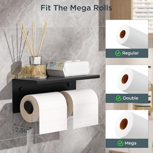 FORIOUS Double Toilet Paper Holder with Shelf