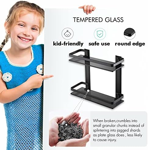 KES 2-Tier Glass Shelf Rust-Resistant Durable Functional Bathroom Organizer