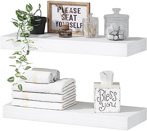 QEEIG White Bathroom Floating Shelves 2 pack