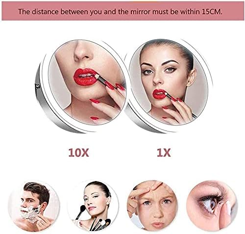 DEIHGE Wall-Mounted Makeup Mirror with 360 Rotation and LED Lighting