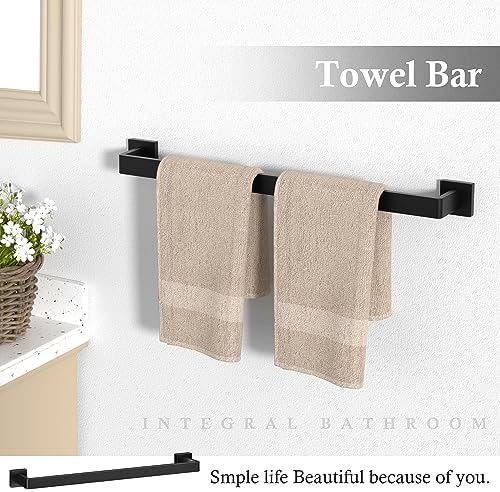 5-Pieces Matte Black Towel Bar Set for Bathroom