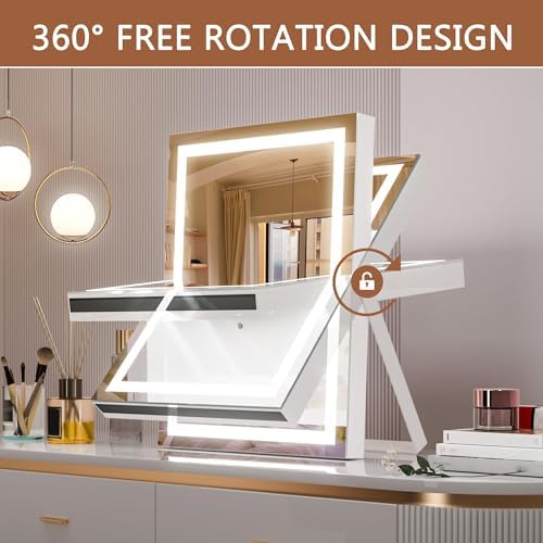 Vanity Mirror with Smart Lighting Rotation For Perfect Touch