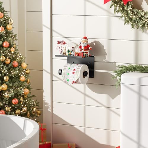 Tindbea Toilet Paper Holder with Phone Shelf