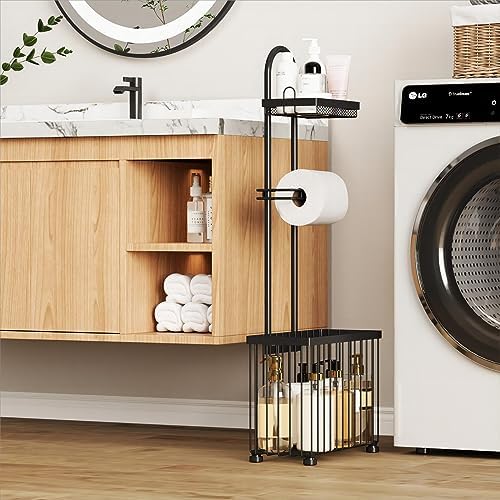 X-cosrack Freestanding Toilet Paper Holder Portable Bathroom Organizer Easy to Install