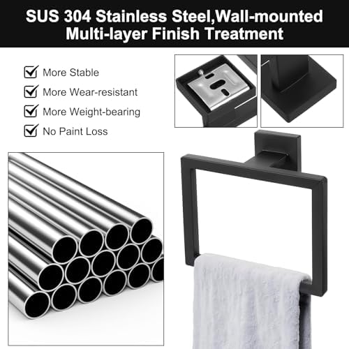 2 pack stainless steel towel hanger Matte Black