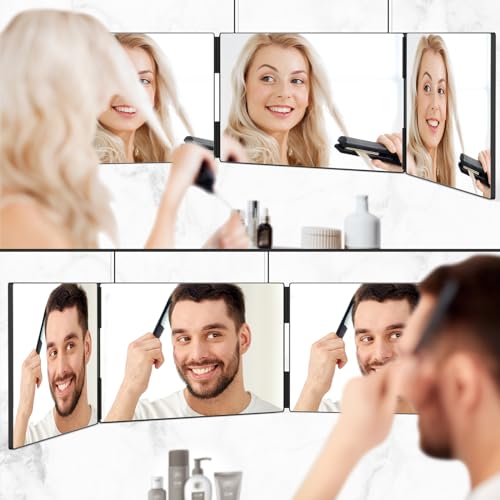 Effortlessly Adjust Your Style with OLIBUY 3-Way Hair Makeup Mirror