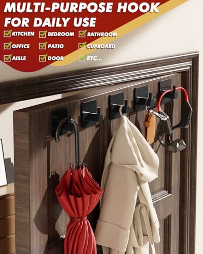 Heavy Duty Stainless Steel Adhesive Hooks 5 Pack